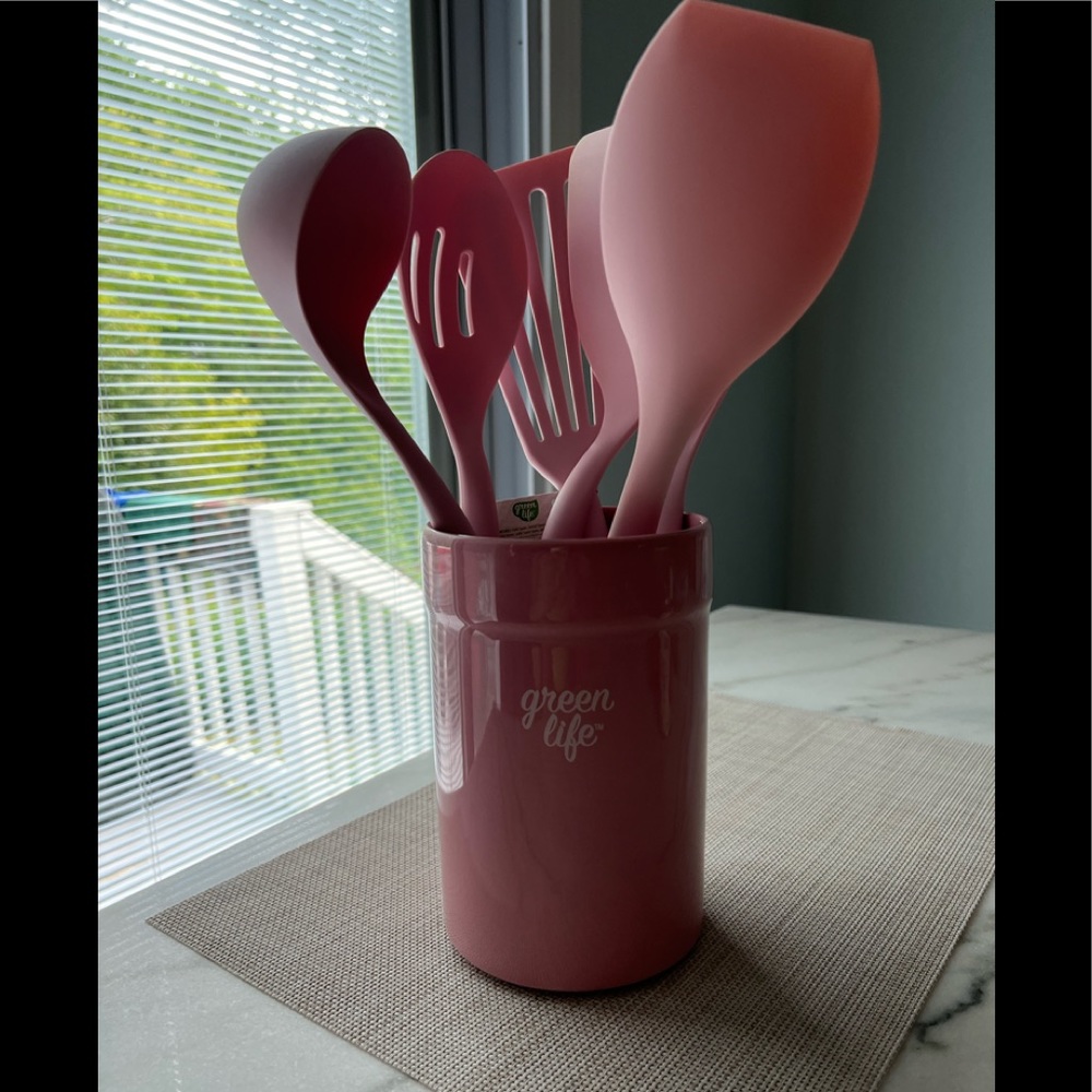 GreenLife Cooking Tools and Utensils, 7 piece Nylon and Wood Kitchen Set